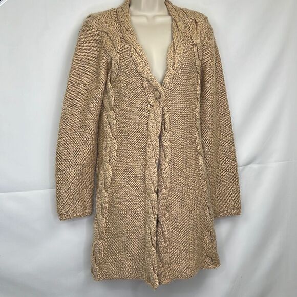 INC Beige cable long cardigan sweater NWOT size large - Picture 1 of 10